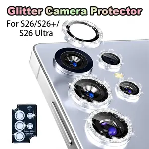 For Samsung S26 S25 Plus S26 Ultra 5G Phone Camera Lens Gitter Lens Ring Camera Protector Metal Glass Case Cover
