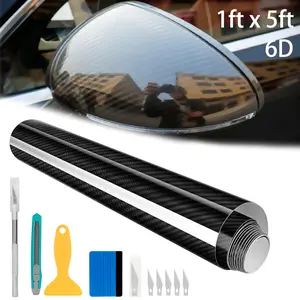 6D Carbon Fiber Vinyl Wrap Roll &Tool Sst , Carbon Fiber Wrap, Featuring Bubble Free Air Release Technology, Car Moto DIY Interior Exterior
