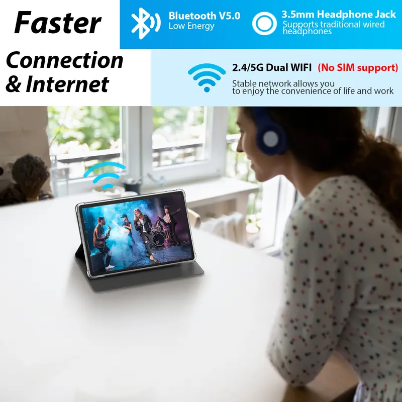 【TikTokShopJumpstartSale】Relndoo 2026 Android 15 10.1 Inch Tablet, 12GB (4GB+8GB) RAM 64GB ROM, 5-in-1 with Keyboard, Mouse, Stylus, Case, 5G WiFi for Valentine’s Day Gift 5