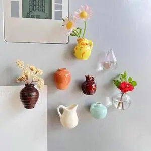 Mini Ceramic Vase Refrigerator Magnets - Elegant Ceramic Design for Fridge Notes & Photos - Compact & Practical Decorative Magnets Made from Ceramic Material