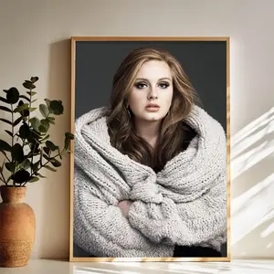 Cozy Elegance Adele Wrapped in Knit Wall Art Vintage Black and White Art Posters Funky Aesthetic Canvas Prints Retro Bar Cart Decor for Bar Bedroom