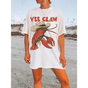 Vintage Yee Claw Shirt, Western Lobster Graphic Tee, Funny Coastal Cowgirl T-Shirt, Southern Beach Summer Shirt, Comfort Colors Unisex Tee