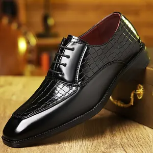 Men's Oxford Shoes Formal Slip-On Business Occasions Retro Plaid Design Brown & Black PU Leather Comfortable Stylish Footwear for Men Office Classics