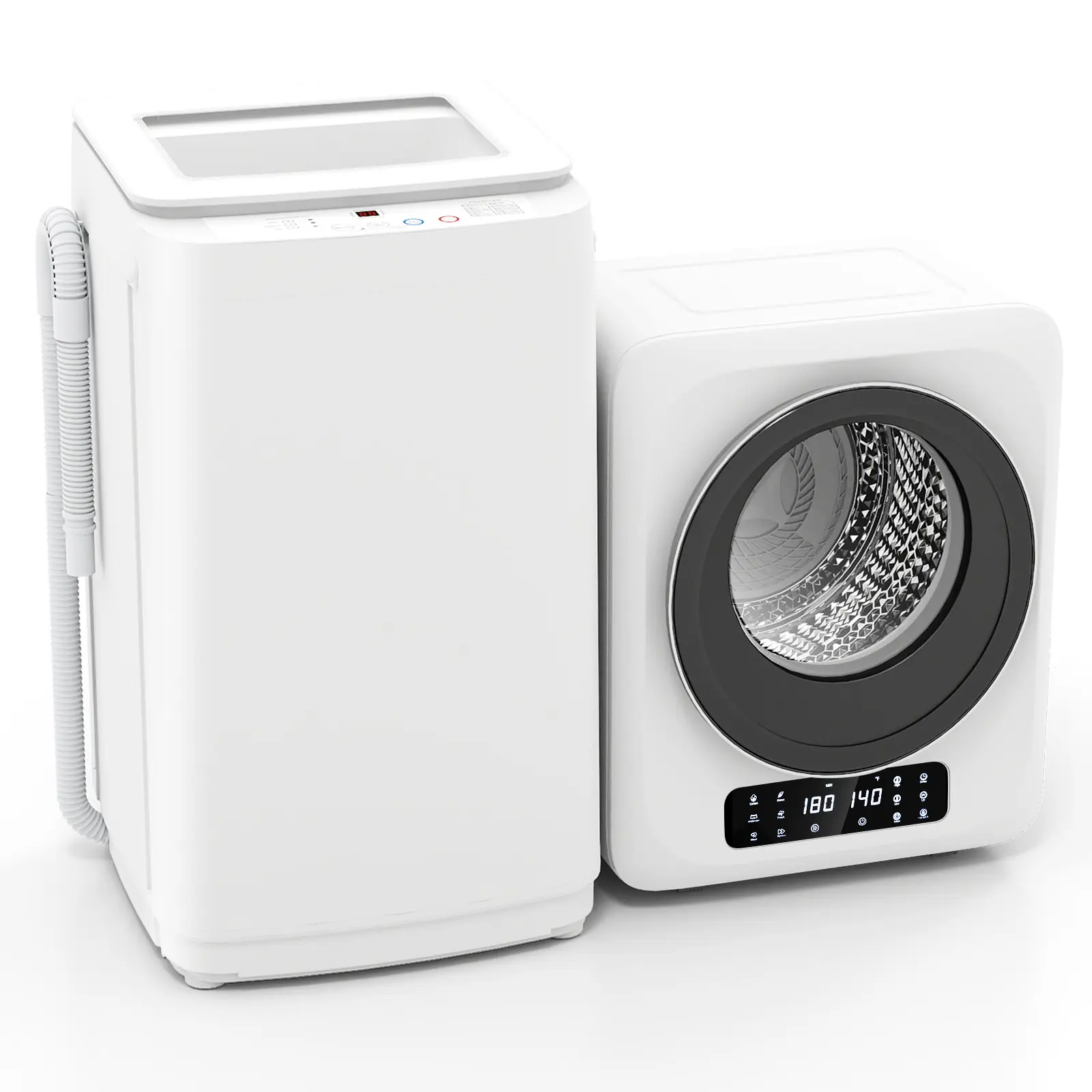Auertech Portable Washer and Dryer Combo Set, 18 lbs Fully Automatic Washing Machine & 1.8 Cu.Ft Portable Clothes Dryers, Built-in Drain Pump, Compact Washer and Dryer for Apartment, RV, Dorm lavadora laundymachine【2 packages】