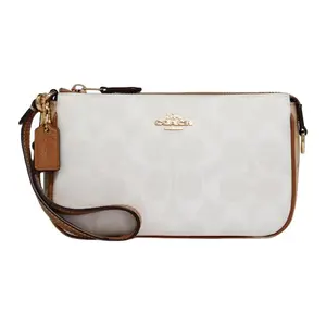Coach Nolita 19 Metallic Logo Classic Print Faux Leather Crossbody Bag for Women, Glacier White