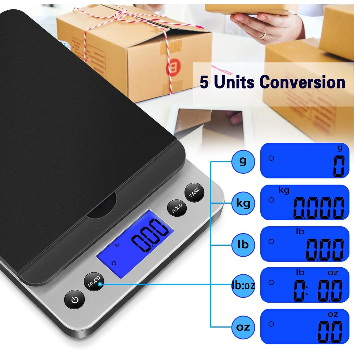 40kg/5g 86lb/0.1oz High Accuracy Digital Shipping Scale, Postal Postage Scale with Flip up Holder & Hold/Tear Function, Package Scale for Small Business & Mails, Battery & AC Adapter Supported