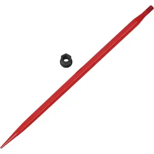 Heavy Duty 49" Red-Coated Hay Bale Spear Replacement - Quick Attach Square Spike with Hex Nut & Sleeve - Fits Tractor Bucket Loaders, Skid Steer, Compact Track Loader, Kubota - Agricultural Machinery Accessory