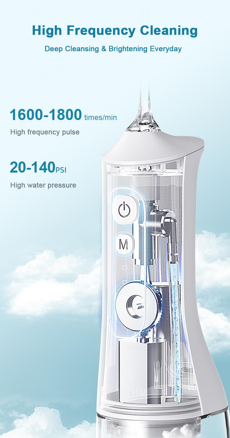 Portable Rechargeable Water Flosser 300ml Rechargeable Travel Water Flosser Featuring 4 Cleaning Modes  Suitable for Braces and Sensitive Teeth—Ideal for Home and Travel | Fast USB Charging