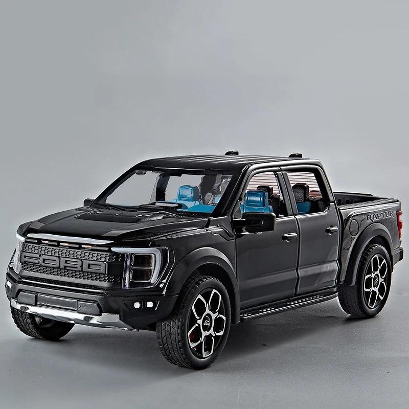 1:20 Ford Raptor F150 Pickup Truck Toy Car Model Alloy Die-cast Car Doors Openable Pull-back Car with Sound and Lights Scale Model Car Toy Suitable for Boys
