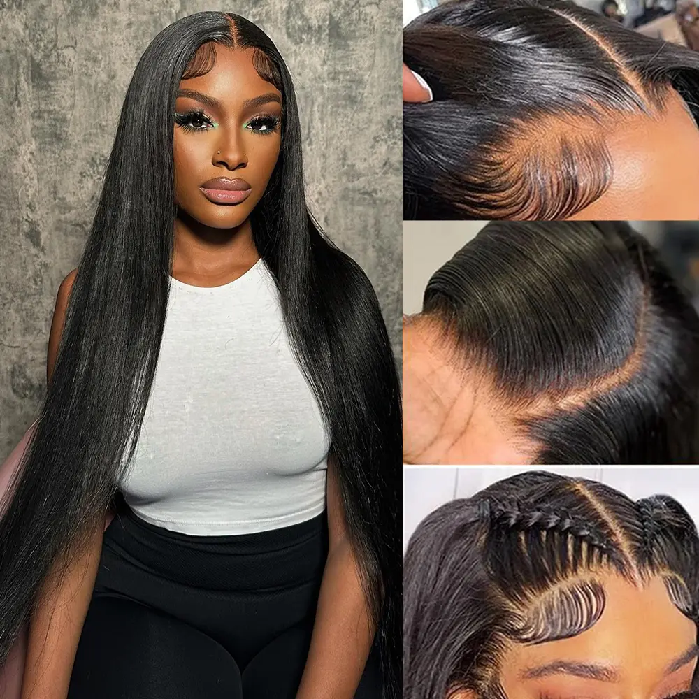 250% Density 13x6 Full Lace Frontal Wig Straight Lace Front Wigs Human Hair HD Transparent Lace Wig Pre Plucked with Baby Hair Brazilian Virgin Human Hair Wigs for Black Women