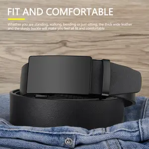 Whole cowhide leather men's automatic buckle, leather ratcheting dress casual belt, precise tailoring，no gift box c4  big boy belts canvas belt