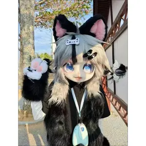 Kawaii Cartoon Cosplay Costume Gloves Furry Fursuit Kigurumi Plush Cat Paw Gloves Squeaky Kig Cosplay Props kids Gifts Halloween