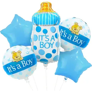 Its A Boy Balloons Set - Pack of 5 | Baby Boy Balloons | Baby Shower Balloons for Boy | Blue Baby Bottle Balloon, Welcome Baby Boy Decorations | It's A Boy Balloons, Baby Boy Foil Balloon