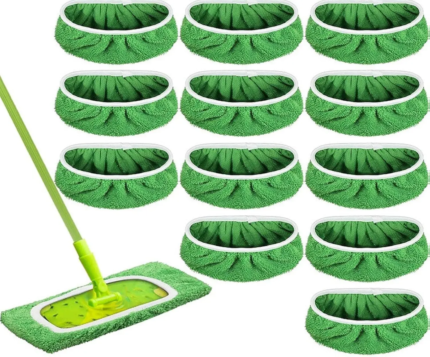 12-Pack Coral Fleece Mop Pads for Swiffer Sweeper - Removable, Reusable, Washable, Absorbent, Eco-Friendly, Cost-Effective Wet-Dry Cloths for Hardwood Floors, Tile Cleaning