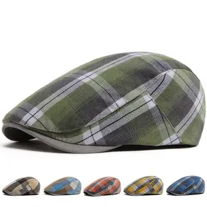 Summer Plaid Thin Beret Women Men Fashion Vintage Visor Hat Casual Female Newsboy Caps Retro Flat Cap For Spring Autumn New