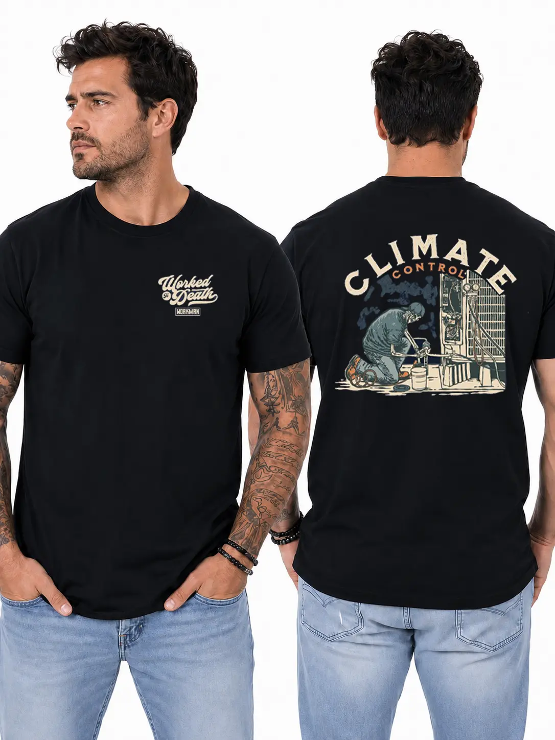 Women's Cotton Casual Classic Short-Sleeve HVAC Technician Top, Climate Control Repair Graphic Blue-Collar Work Shirt, Gift for Heating & Cooling Professionals, Tops, Shortsleeve, Fabric, Round Neck, Tee, Crew Neck, Fade Resistant, Comfortable, Everyday