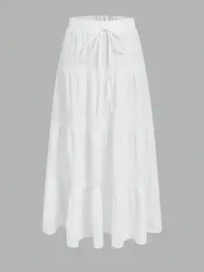 Women's Casual Vacation Layered Cake Dress Skirt, Loose Casual Skirt, Perfect for Summer Holidays, Stylish Midi Skirt for Outdoor Activities