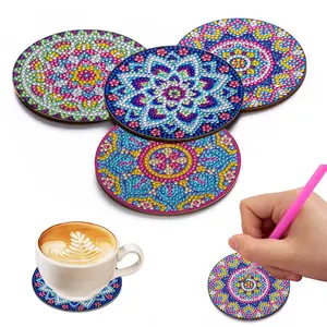 Butterfly Pattern DIY Diamond Arts Colorful Painting Coaster, 4 Counts/set DIY Diamond Decorative Art Painting Coaster for Beginner, DIY Diamond Art Supplies for Home Decor