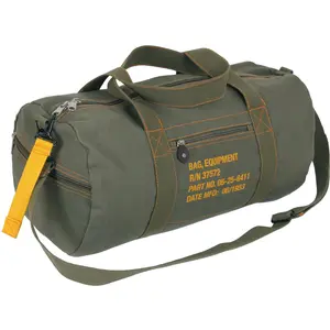 Olive Drab - Cotton Canvas Equipment Flight Carry Duffel Bag - 19" x 19" x 9"