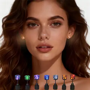 LED Light Up Earrings LED Studs Earrings Party Flashing Blinking Stainless Steel Earring 5 Pairs Color Changing Glow Stud Earrings Halloween Christmas Gifts for Women Men Girlfriend Boyfriend