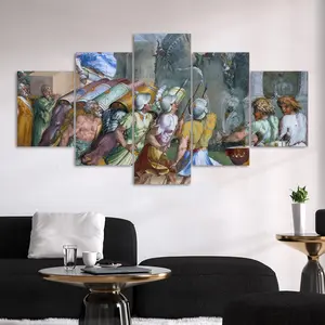 Classical Funeral Rite Pattern Canvas Unframed Painting, 5 Counts/set Modern Art Poster, Wall Art Decor for Home Living Room Bedroom Office, Ornaments