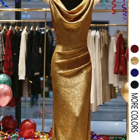 Elegant sleeveless party dress for women, fitted long evening gown, autumn/winter fashion, solid color design, formal wear, the perfect choice for parties, Dresses For Party, Party Club Dress
