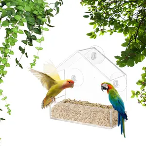 Acrylic birdhouse, no-drill suction cup bird feeder, transparent wall-mounted feeder, pet supplies, garden birdhouse, gardening tools