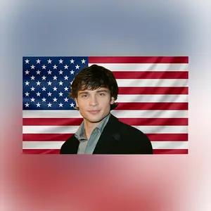 Tom Welling USA Flag Tapestry, Vintage American Flag Wall Hanging, Smallville Actor Decor Banner, Retro Bedroom Living Room Art, Gift for Fans