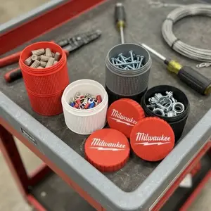 Milwaukee Stackers Threaded Modular Containers 10 Piece Set with 8 Containers & 2 Lids for Wire Nuts Screws Hardware Organizational Solution Gift for Electrician Plumber Tradesman