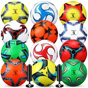 12pcs Bulk Soccer Balls with 2 Pump Official Size Deflated Soccer Ball Football for Indoor Outdoor Game Sports Training Back to School Birthday Gift (Size 5, Classic 2)
