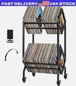 Vinyl Record Storage Rack, Record Holder 160-200 LP Storage Shelf Display Stand