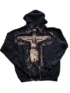 Jesus Tapestry Hoodie Patch Handmade Lagarme, Christian hoodie, Holy Comfy Menswear jesus Sweaters Tops graphic hoodies