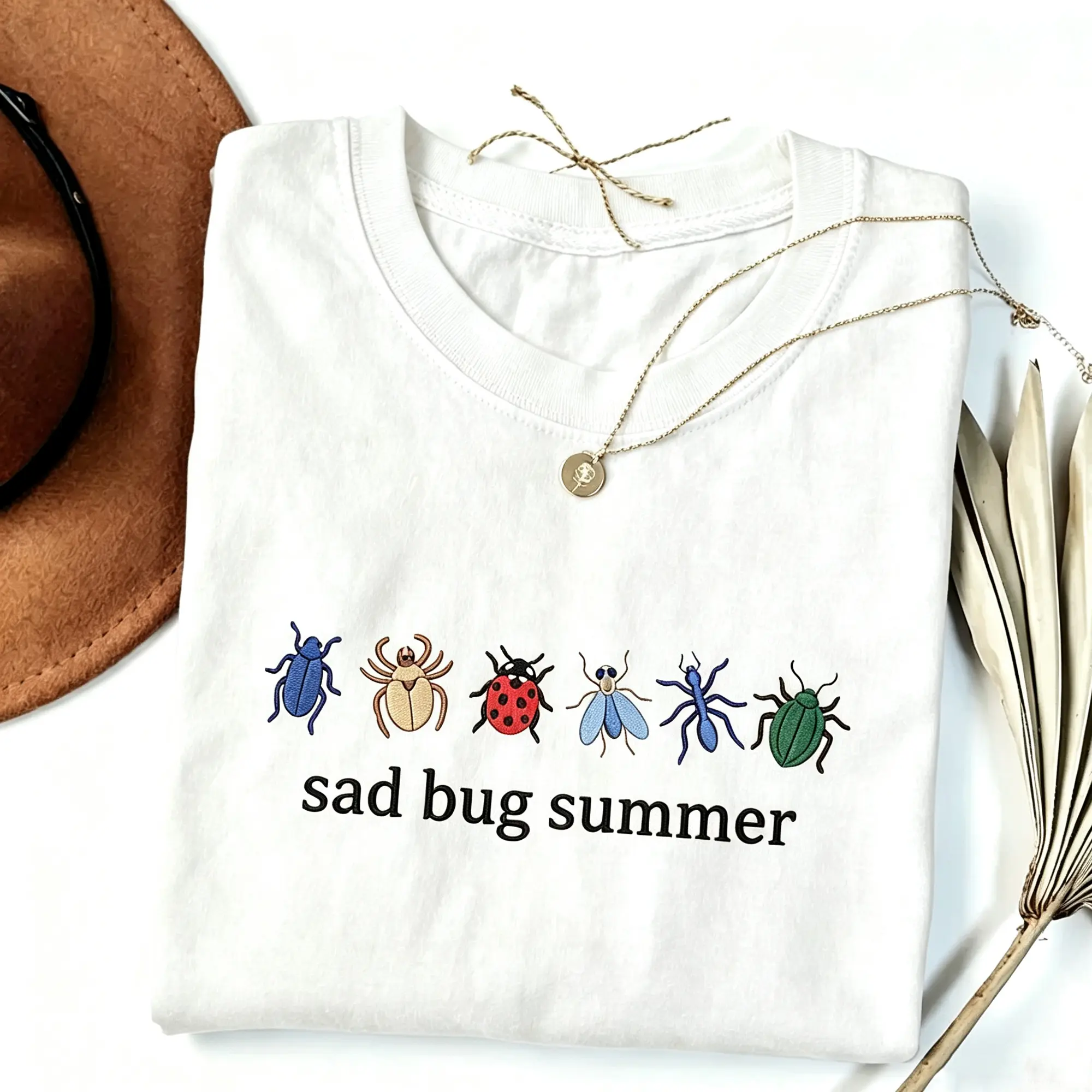 Sad Bug Summer Design Shirt, Bug Lover Gift T-shirt, Cottagecore Vibes, Nature Aesthetic Tee, Insect Shirts women