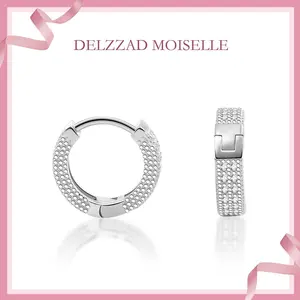 Delzzad Iced Hoop Earrings Round VVS Synthetic Moissanite Earrings Dangle Earrings Jewelry S925 Earrings Perfect Birthday Mother’s Day Christmas Gift for Men Women Silver Earrings Golden Earrings Wedding Set