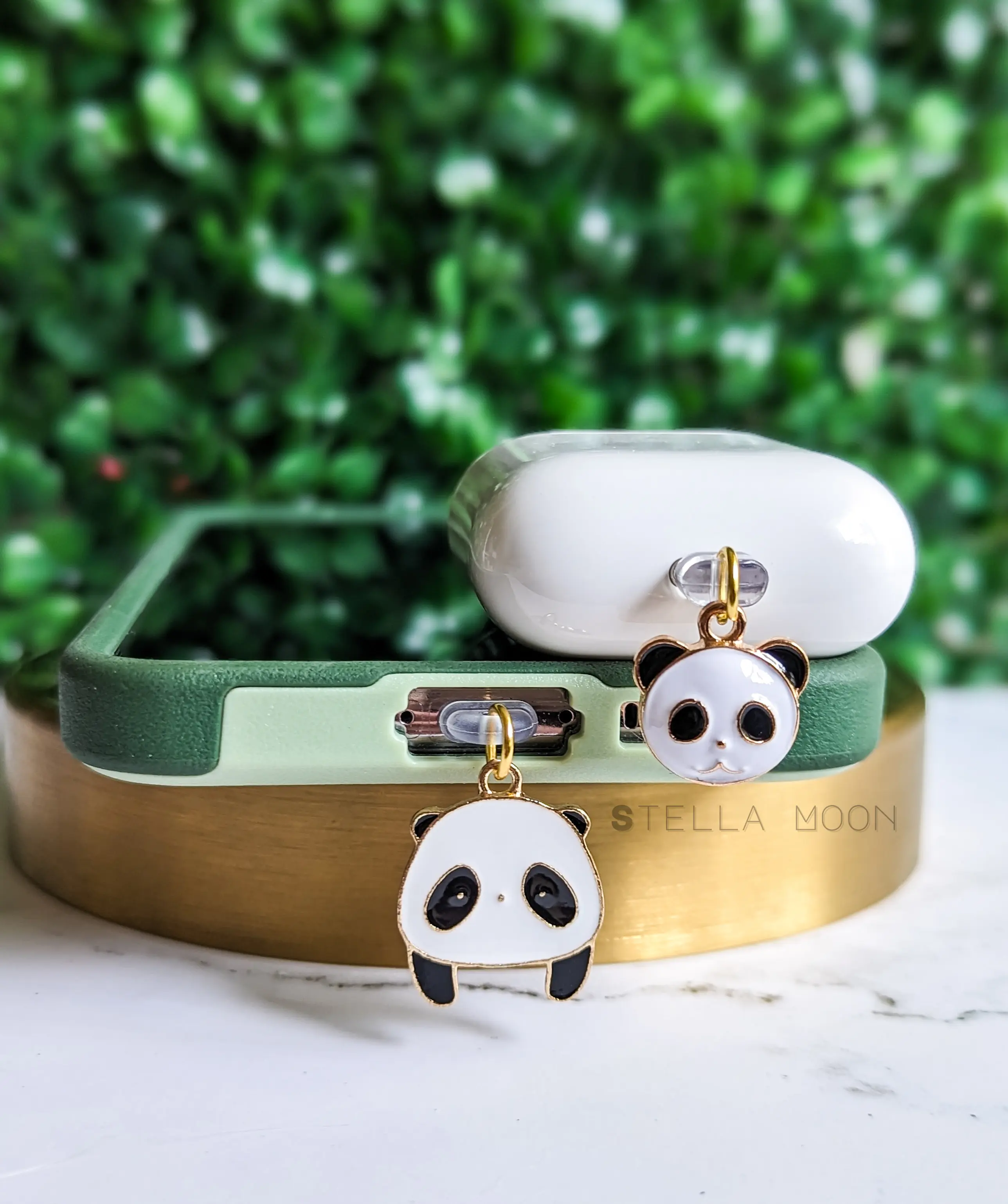 Panda Phone Accessory, Kawaii Mobile Dust Plug Bear, Cute Cub Charm, Charger Port Cover, Black White Ear Phone Dangle Decoration, Animal Smartphone Cellphone