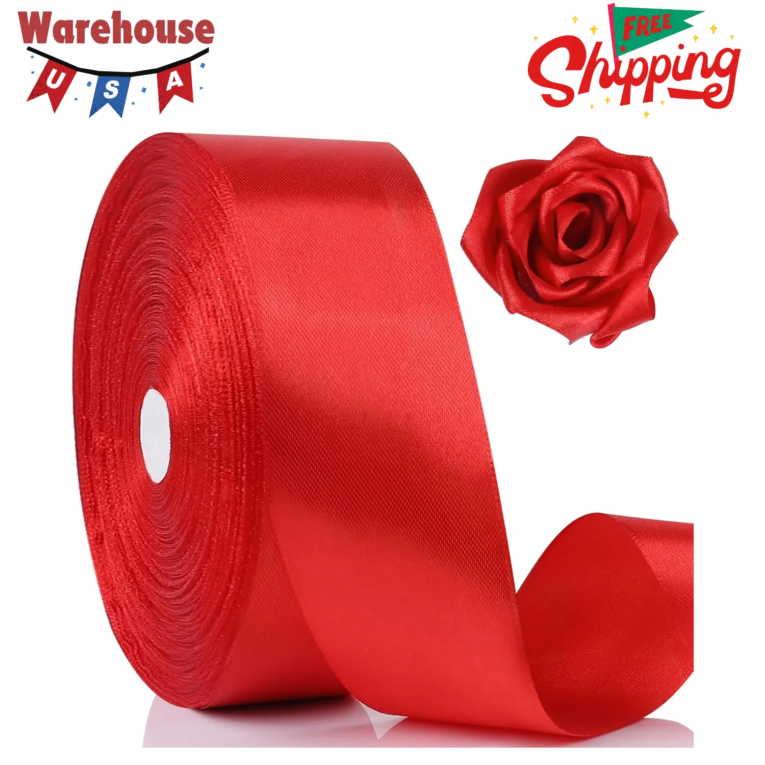 100 Yards Ribbon,1-1/2 Inch Red Satin Ribbon 100 Yards Ribbon,1-1/2 Inch Red Satin Ribbon