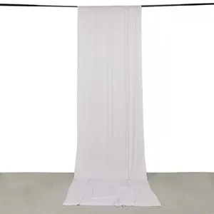 White 4-Way Stretch Spandex Backdrop Drape Curtain, Wrinkle Free Event Divider Panel with Rod Pockets - 5ftx14ft