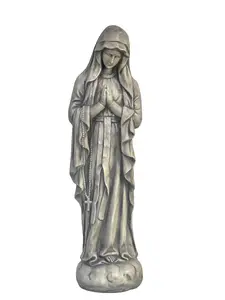 360 stand Weatherproof Hollow Gray Polyresin Virgin Mary Outdoor Statue, 31.90x9x9.50 in., Handcrafted Look Spiritual Symbol for Garden Decor, Gifts, Decorative, Religious, Decoration