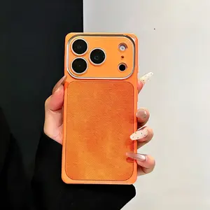 Denim Pattern Square Phone Case with Built-in Lens Film - Fresh Style for iPhone 17 Pro Max, 16 Pro, 15, 14