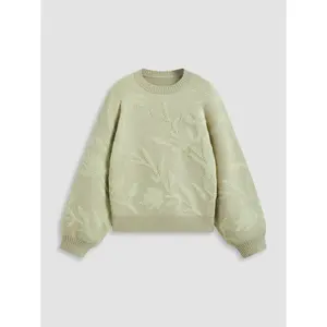 Cider [size 2-10] Knit Round Neckline Plant Texture Oversized Sweater SwimWeek