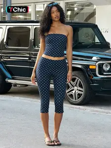 Women's Two-Piece Polka Dot Set, Sleeveless Crop Top & Slim Fit Pants, Perfect for Daily Wear, Dates, and Outings