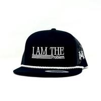 Flat Bill Black with White Rope