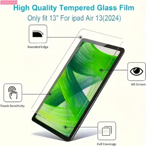 2-piece set - Suitable for iPad Air 13 M2 2024 13 inch tablet tempered glass screen protector, 9H high-definition protective film