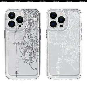 Suitable Ins Style Creative Fashion New Mobile Cover Simple Full-Package Transparent Protective Shell For iPhone 17 16 15 14 13 12 11 Pro Max Plus Air & Samsung Galaxy S25 S24 S23 S22 S21 fe EDGE Plus Ultra- Top Fan's Angel Case as Perfect Gift y2k