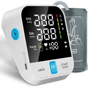 Automatic Digital Upper Arm Healthcare Monitor Kit, Home-Use Blood Pressure Device with 8.7-15.7in Wide Adjustable Cuff, LED Display, 240 Memories for 2 Users, Included Storage Bag