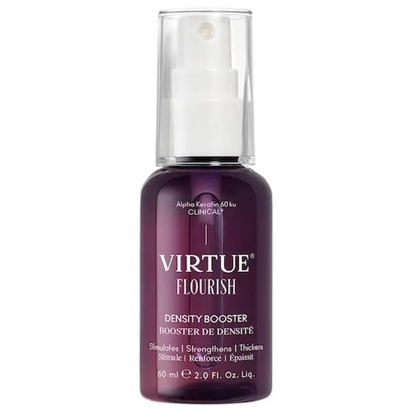 Virtue  Flourish® Density Booster for Healthy Hair Growth Vanilla Orange Solid Conditioner Bar Mini Anti-Frizz Styling Cream Brown Super Elastic Bands Heat Spray Perfect Day Lemon Scented Vegan Detangler Gold Lust Dry Protection oil