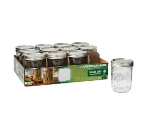 American Made Glass Mason Jars 16 oz 12 Count Wide Mouth for Easy Filling and Cleaning Ideal for Preserves and Versatile Storage