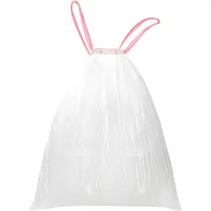 13 Gallon Trash Bags Drawstring, Pack of 28 Garbage Bags for Kitchen and Home Use, 63x70cm Size, 12g/pcs, Unscented, White