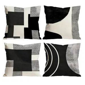 Black & White Geometric Throw Pillow Covers Set of 4 | Modern Abstract Art Decor for Room Bedroom Chair Car Sofa Couch 0305YF