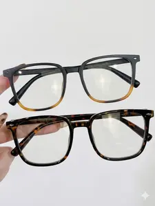 Fashionable Large Rectangular Glasses, Stylish Square Frames, Minimalist Modern Frame, Lightweight Durable Tr, Unisex Daily Fashion Accessory